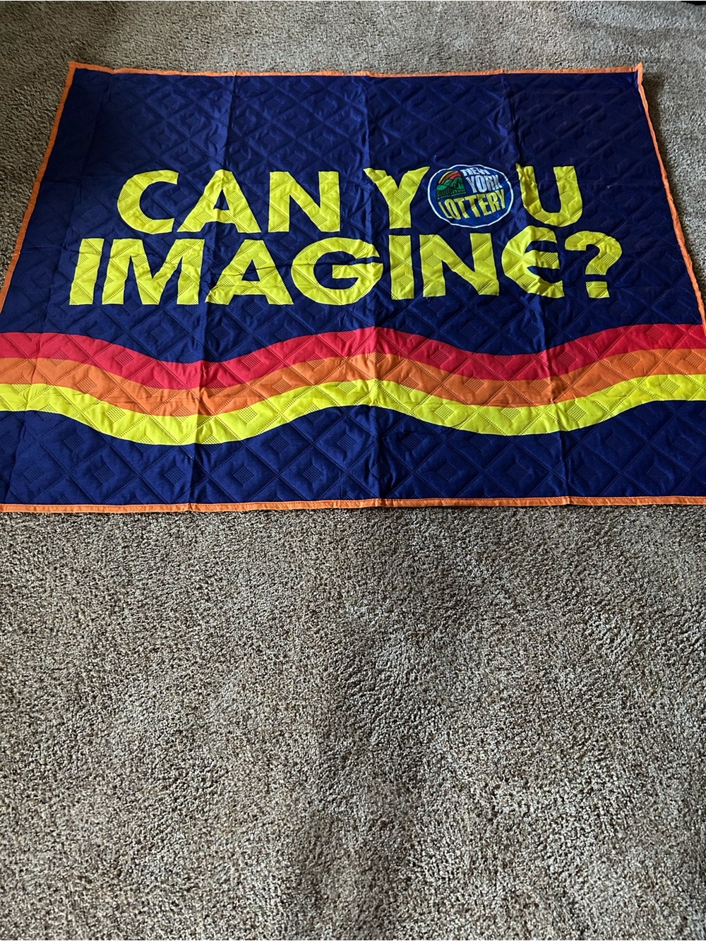 Authentic New York State Lottery Blanket. 5ft L X 4ft 3 inches W New Rare